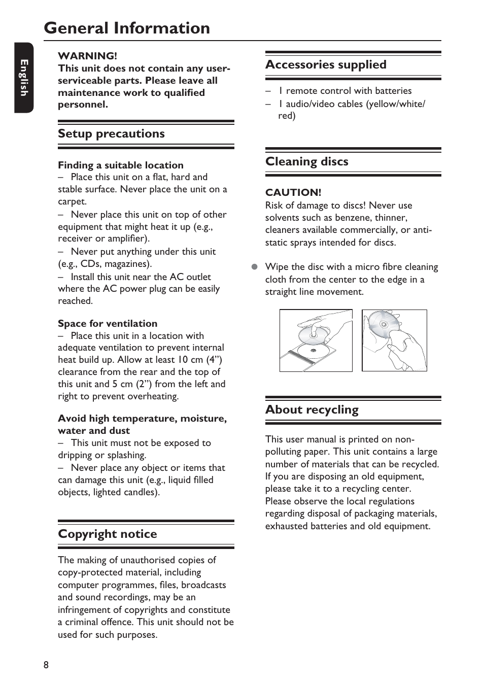 General information | Philips DVP5992-37B User Manual | Page 8 / 58