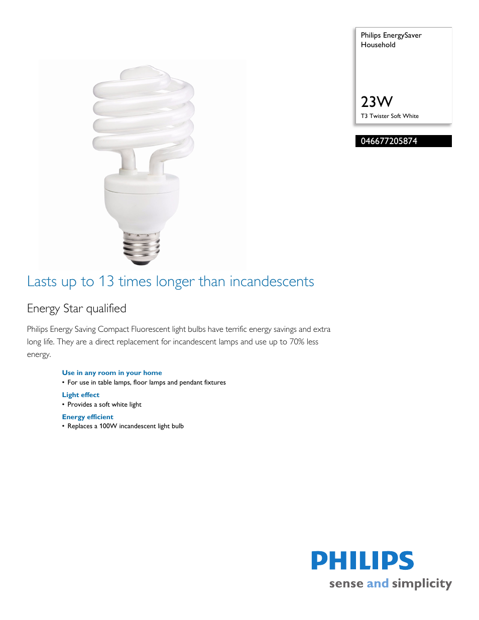 Philips 046677205874 User Manual | 2 pages