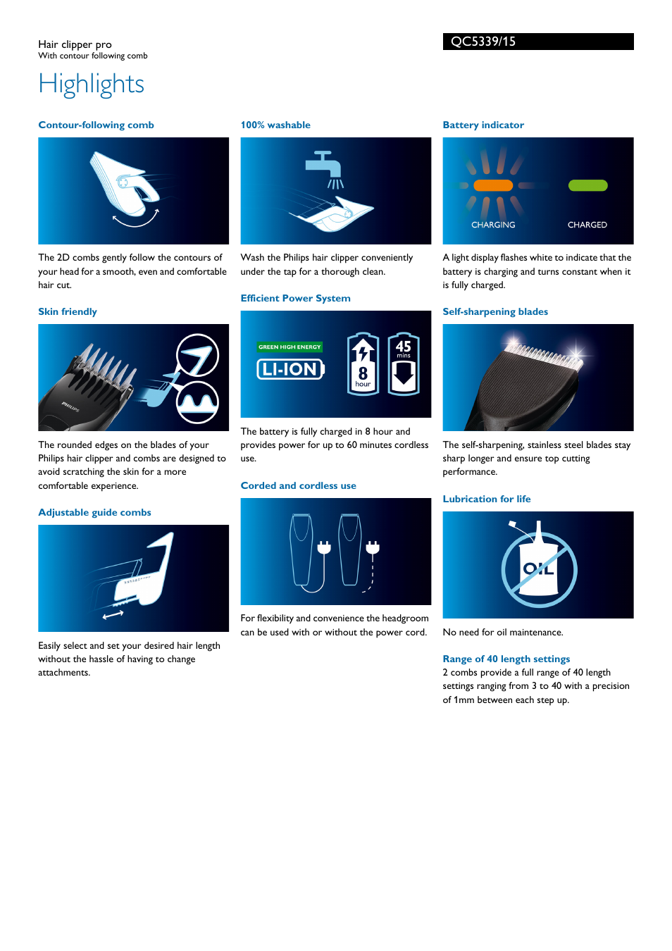 Highlights | Philips QC5339-15 User Manual | Page 2 / 3