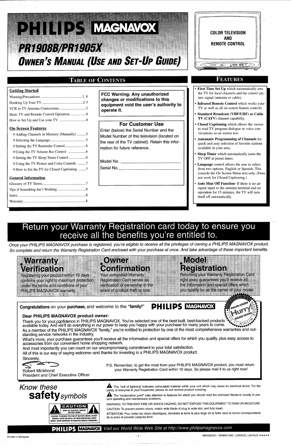 Philips PR1908C User Manual | 8 pages