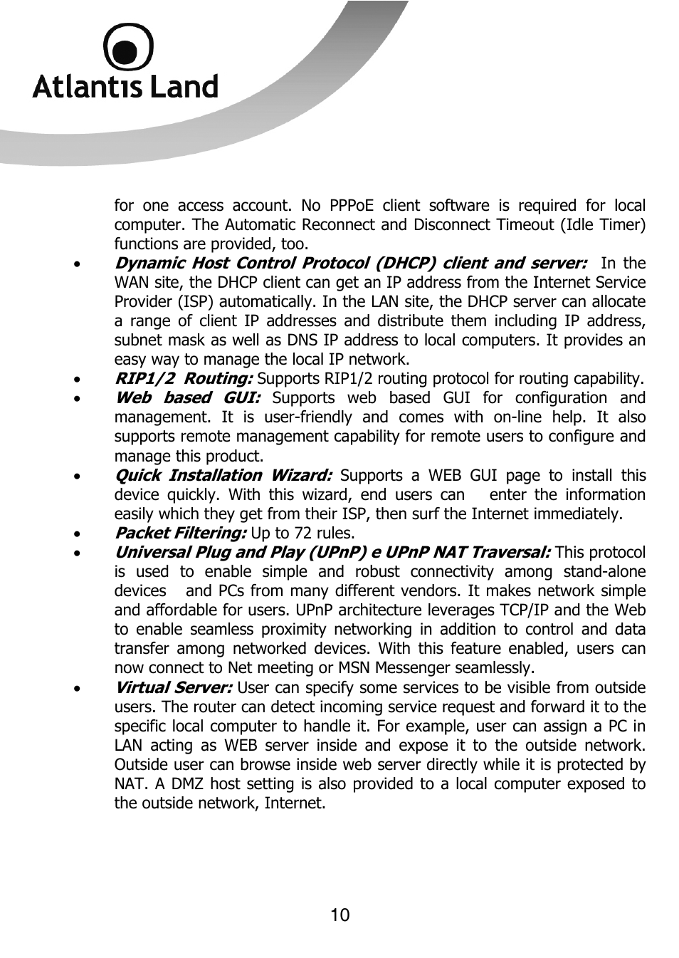 Atlantis Land 111U User Manual | Page 10 / 98