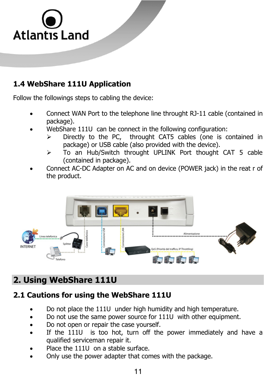 Using webshare 111u | Atlantis Land 111U User Manual | Page 11 / 98