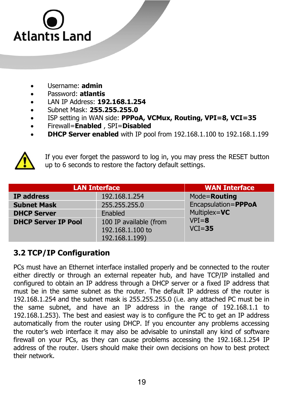 Atlantis Land 111U User Manual | Page 19 / 98