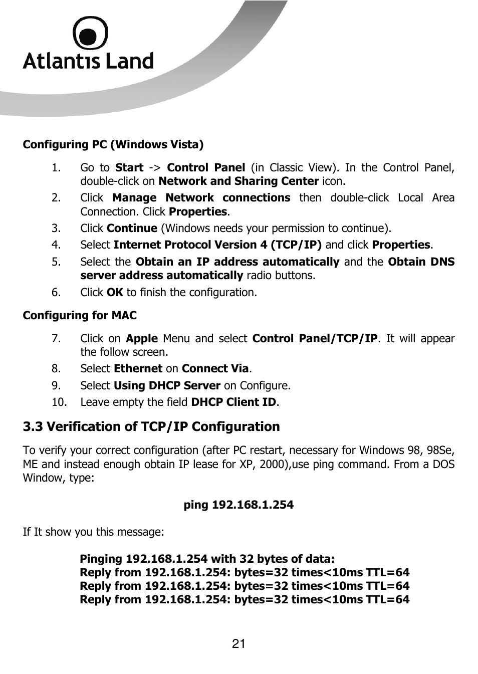 Atlantis Land 111U User Manual | Page 21 / 98