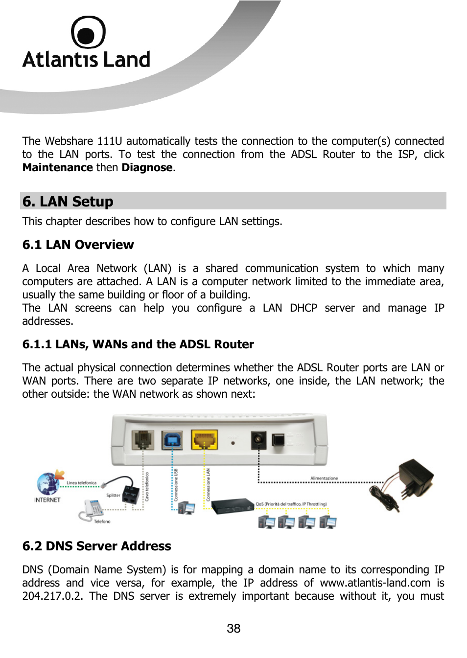 Lan setup | Atlantis Land 111U User Manual | Page 38 / 98