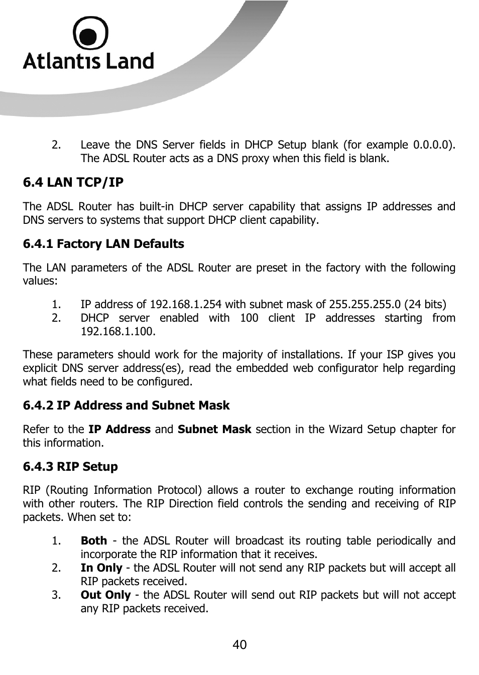 Atlantis Land 111U User Manual | Page 40 / 98