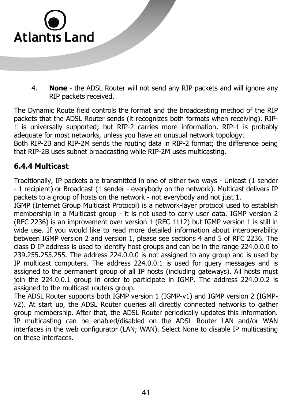Atlantis Land 111U User Manual | Page 41 / 98