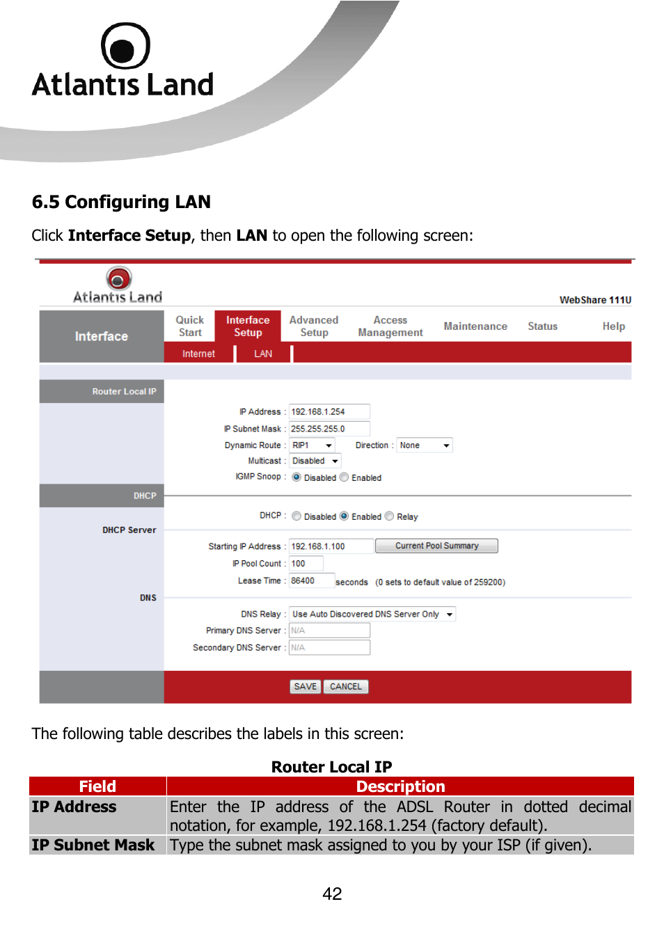 Atlantis Land 111U User Manual | Page 42 / 98