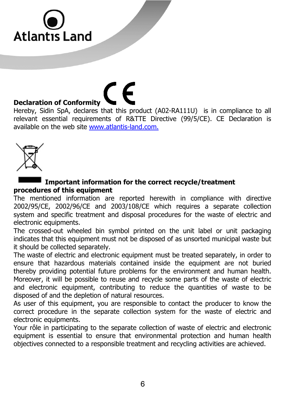 Atlantis Land 111U User Manual | Page 6 / 98