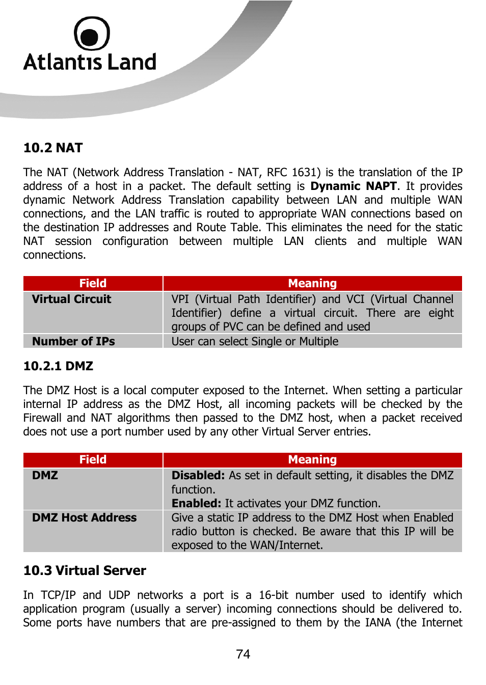 Atlantis Land 111U User Manual | Page 74 / 98