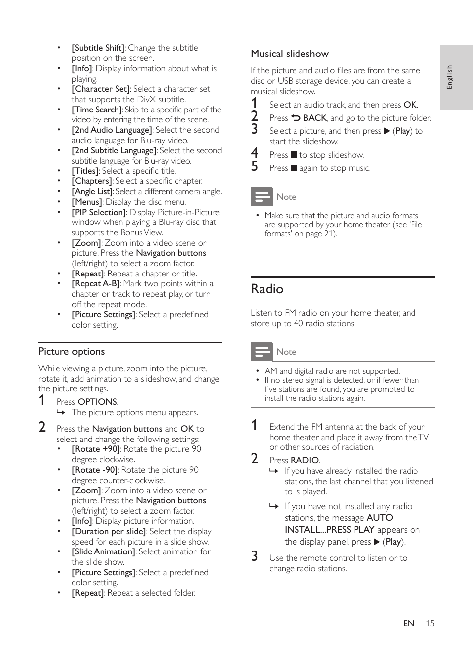 Radio | Philips HTS3541-F7 User Manual | Page 17 / 70