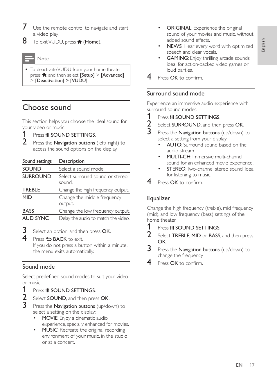 Choose sound | Philips HTS3541-F7 User Manual | Page 19 / 70