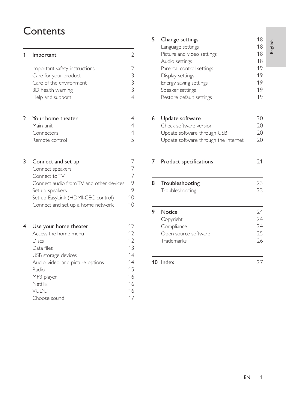 Philips HTS3541-F7 User Manual | Page 3 / 70