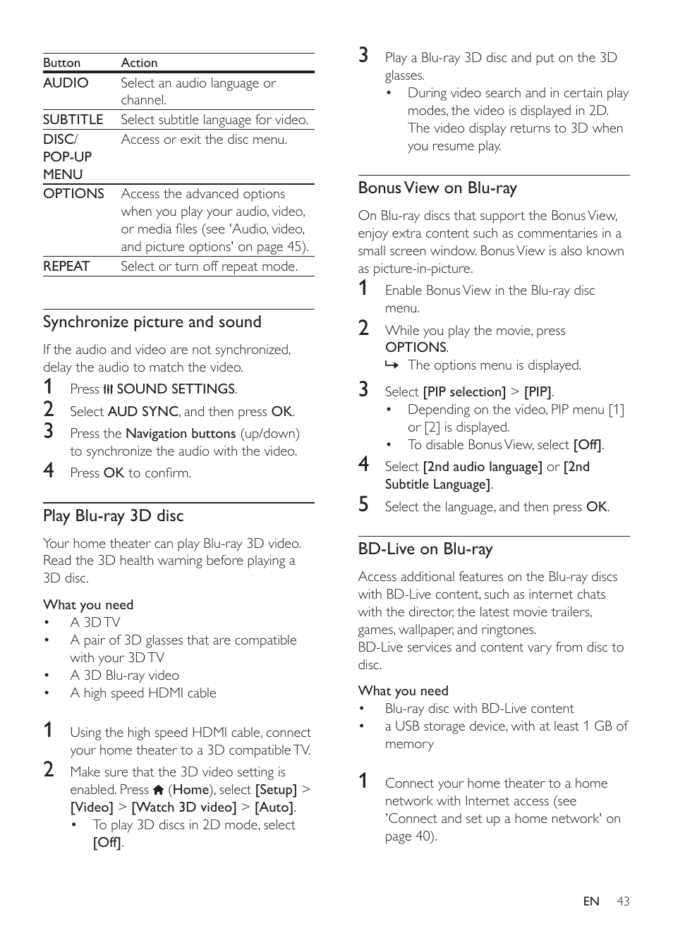Philips HTS3541-F7 User Manual | Page 45 / 70