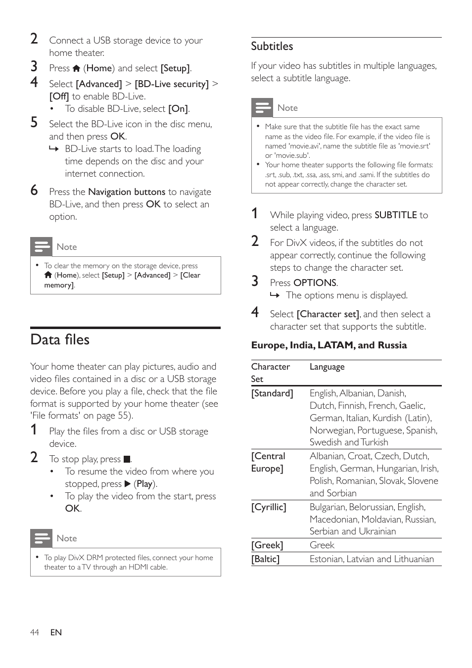 Data files | Philips HTS3541-F7 User Manual | Page 46 / 70