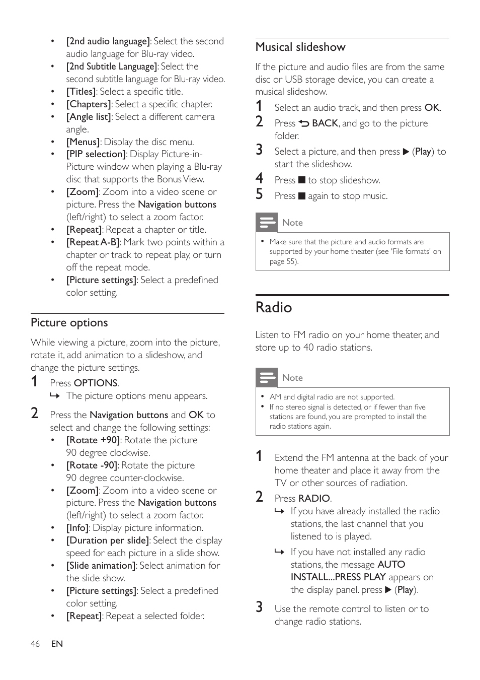 Radio | Philips HTS3541-F7 User Manual | Page 48 / 70