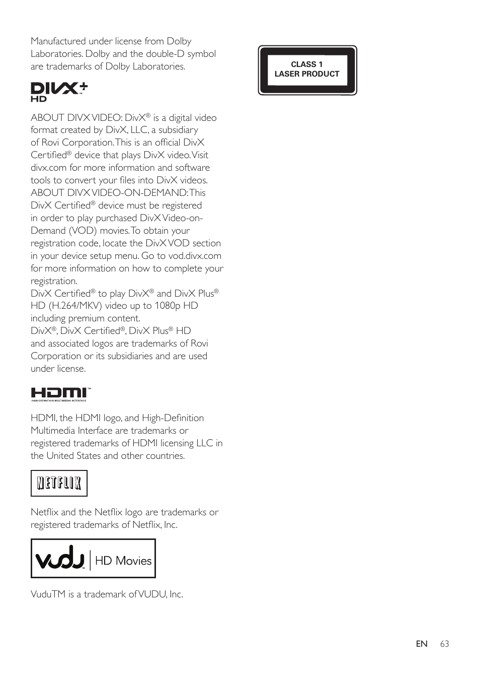 Philips HTS3541-F7 User Manual | Page 65 / 70