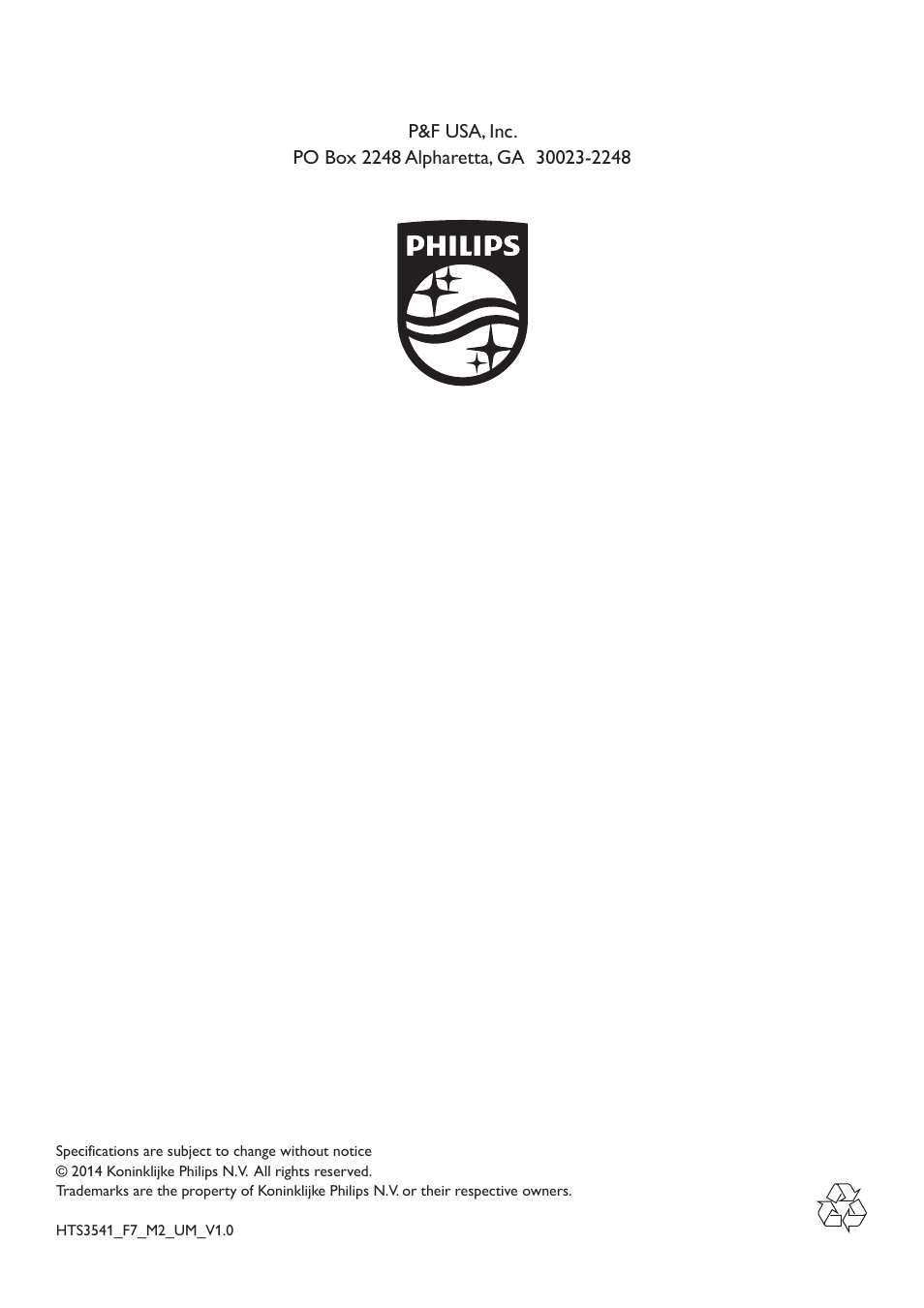 Philips HTS3541-F7 User Manual | Page 70 / 70