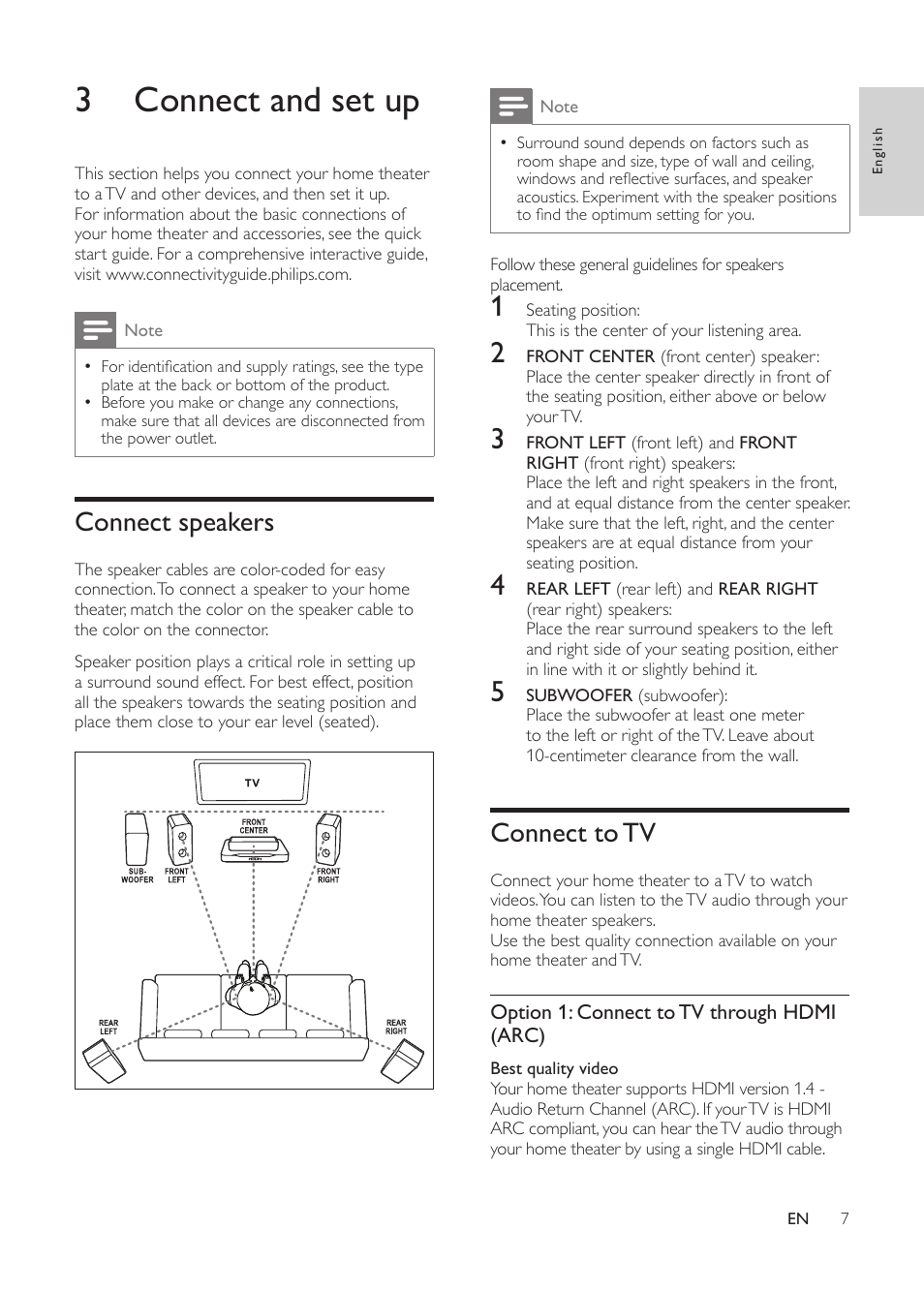 3 connect and set up | Philips HTS3541-F7 User Manual | Page 9 / 70