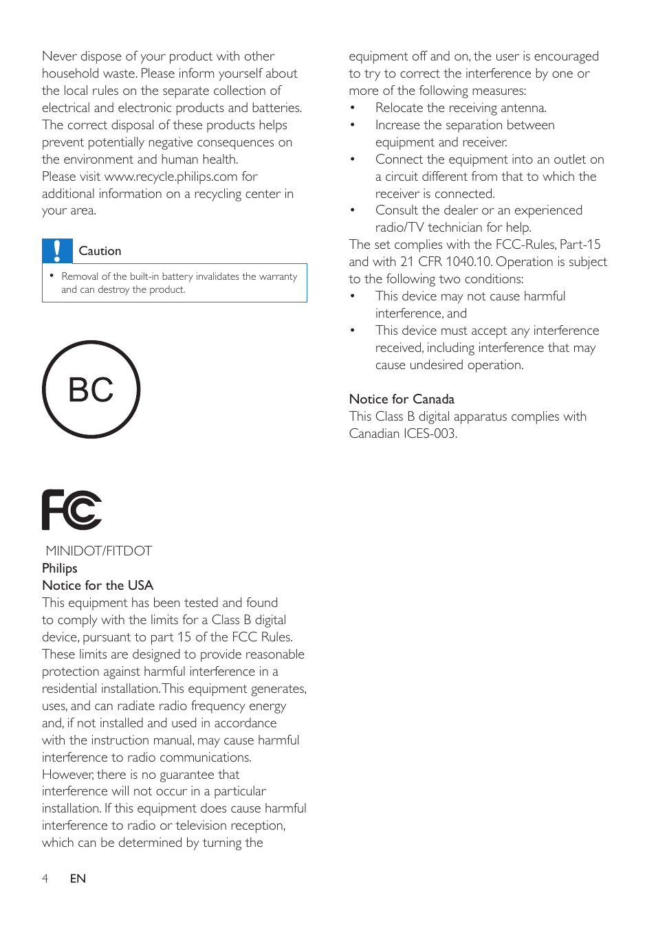 Philips SA5DOT04ONS-37 User Manual | Page 6 / 16