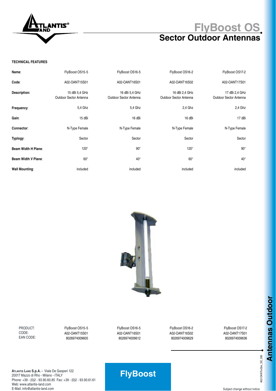 Flyboost os, Flyboost, Sector outdoor antennas | Antennas outdoor | Atlantis Land FlyBoost OS Sector Outdoo User Manual | Page 2 / 2