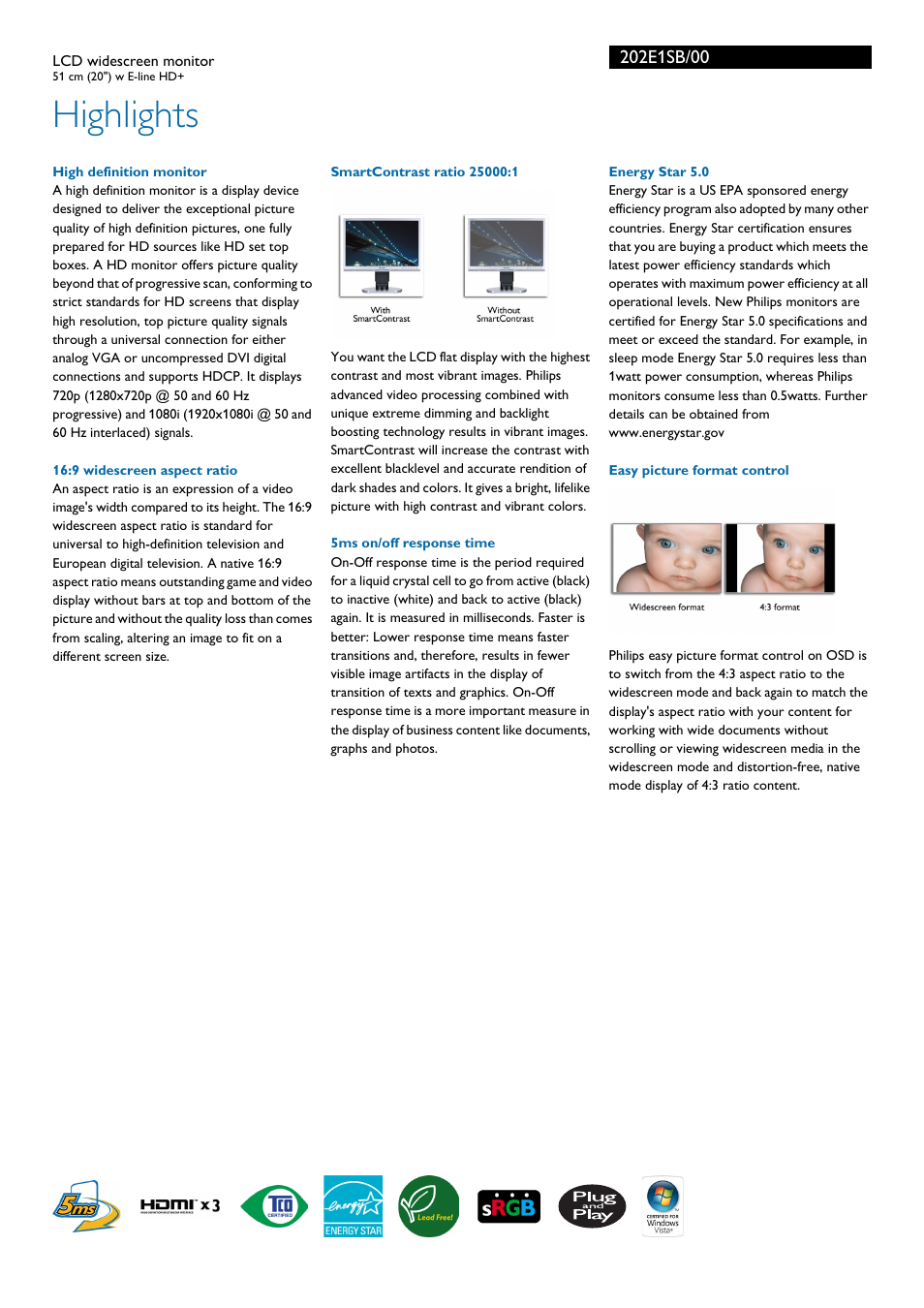 Highlights | Philips 202EI User Manual | Page 2 / 3