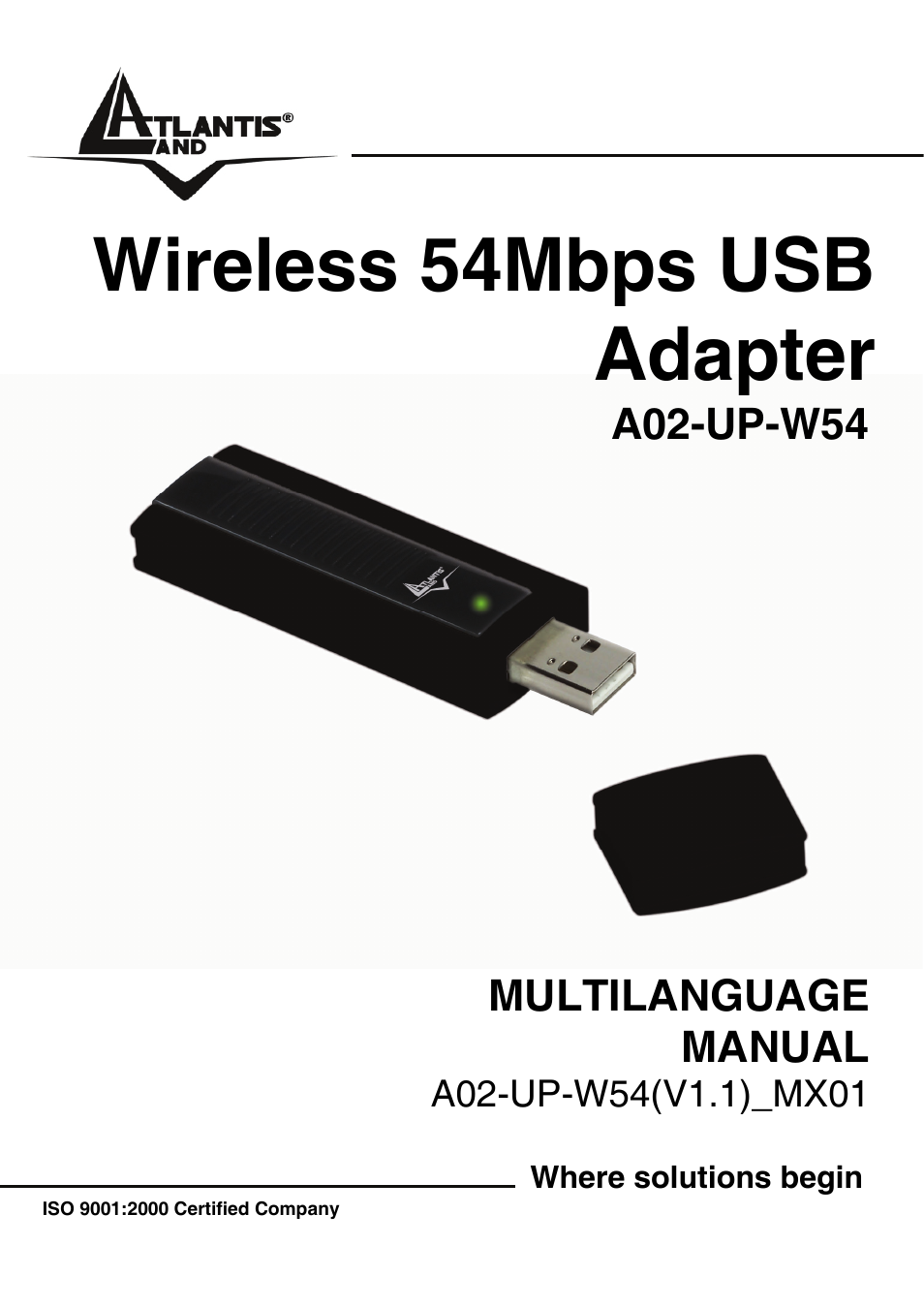 Atlantis Land Wireless 54Mbps USB Adapter 6440 A02-UP-W54 User Manual | 89 pages