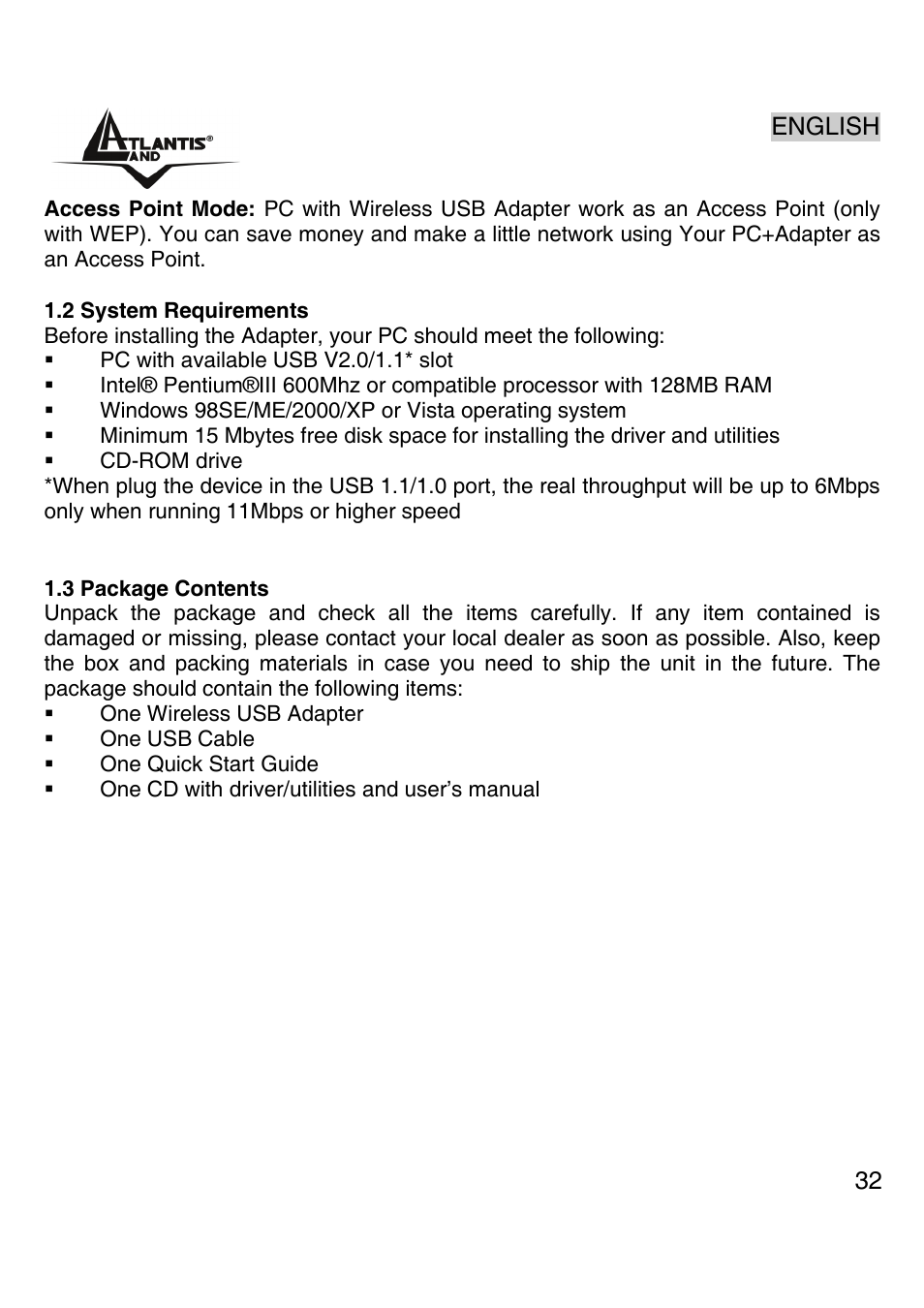 Atlantis Land Wireless 54Mbps USB Adapter 6440 A02-UP-W54 User Manual | Page 31 / 89