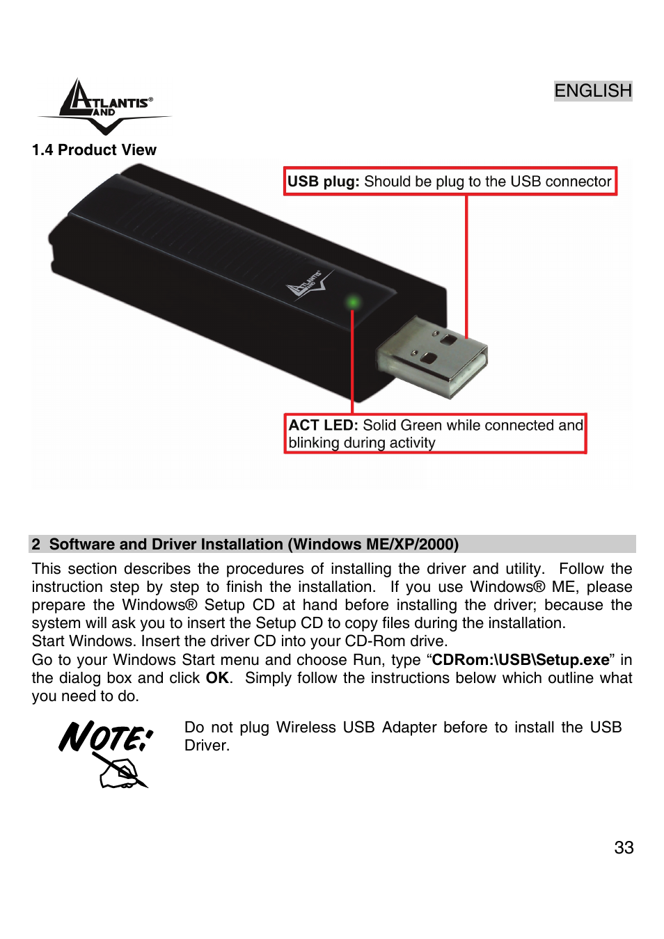 Atlantis Land Wireless 54Mbps USB Adapter 6440 A02-UP-W54 User Manual | Page 32 / 89