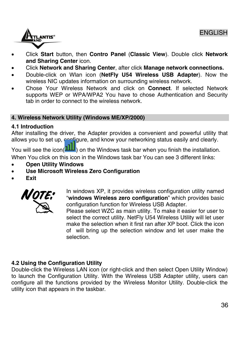 Atlantis Land Wireless 54Mbps USB Adapter 6440 A02-UP-W54 User Manual | Page 35 / 89