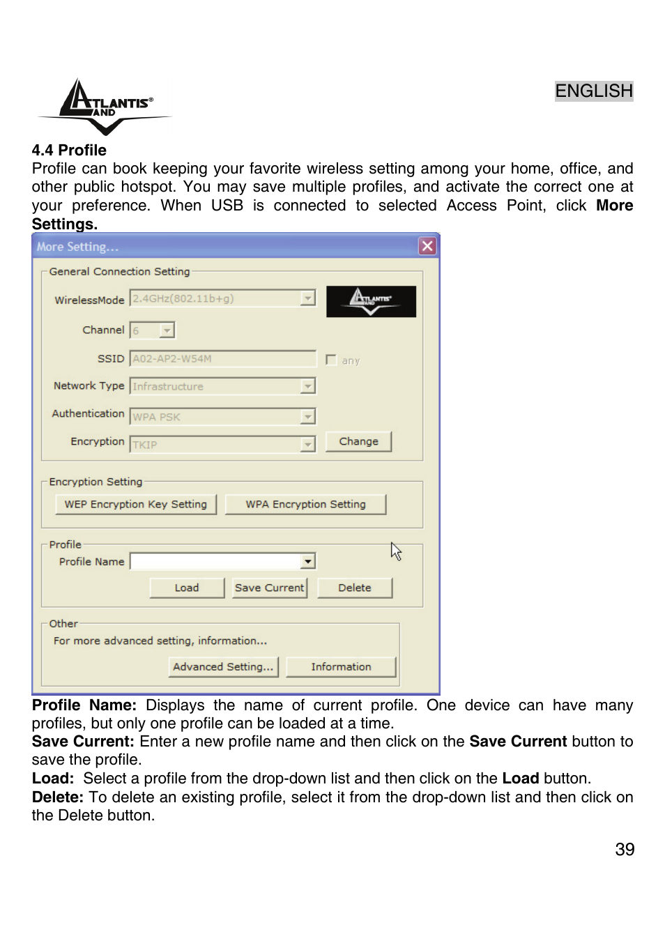 Atlantis Land Wireless 54Mbps USB Adapter 6440 A02-UP-W54 User Manual | Page 38 / 89