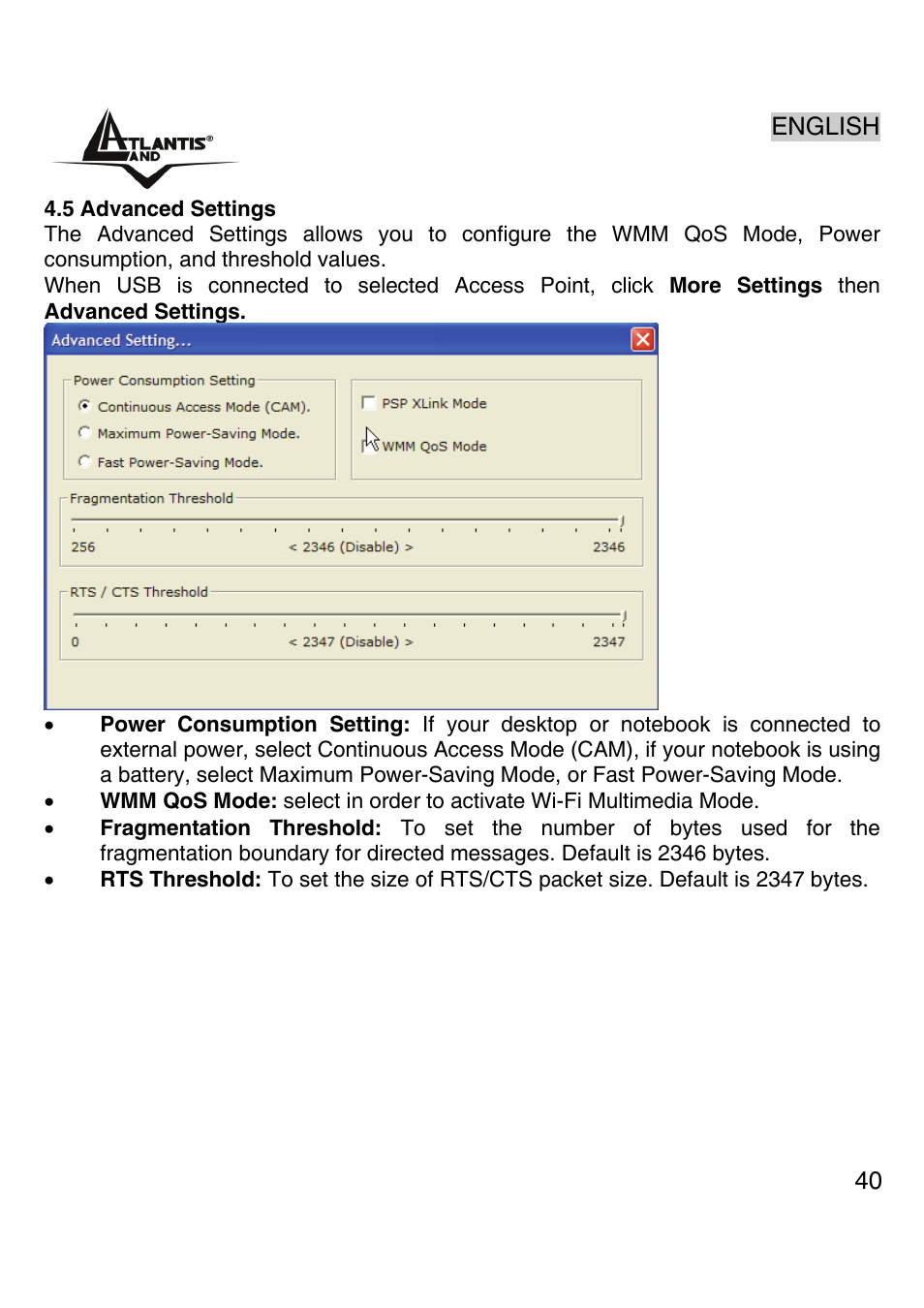 Atlantis Land Wireless 54Mbps USB Adapter 6440 A02-UP-W54 User Manual | Page 39 / 89