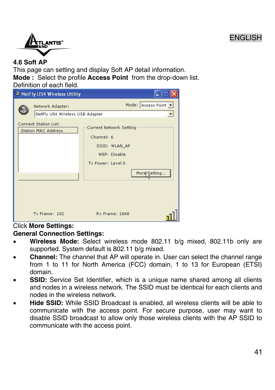 Atlantis Land Wireless 54Mbps USB Adapter 6440 A02-UP-W54 User Manual | Page 40 / 89