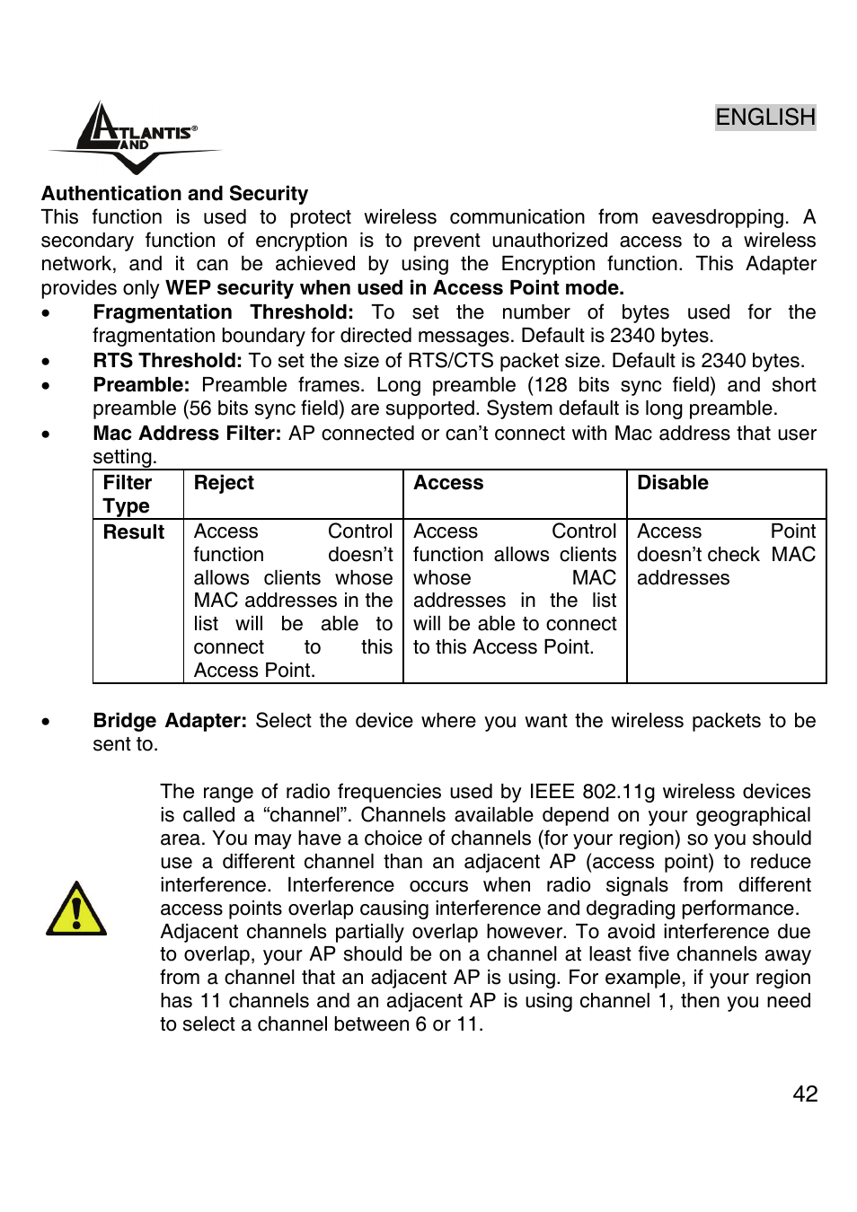 Atlantis Land Wireless 54Mbps USB Adapter 6440 A02-UP-W54 User Manual | Page 41 / 89
