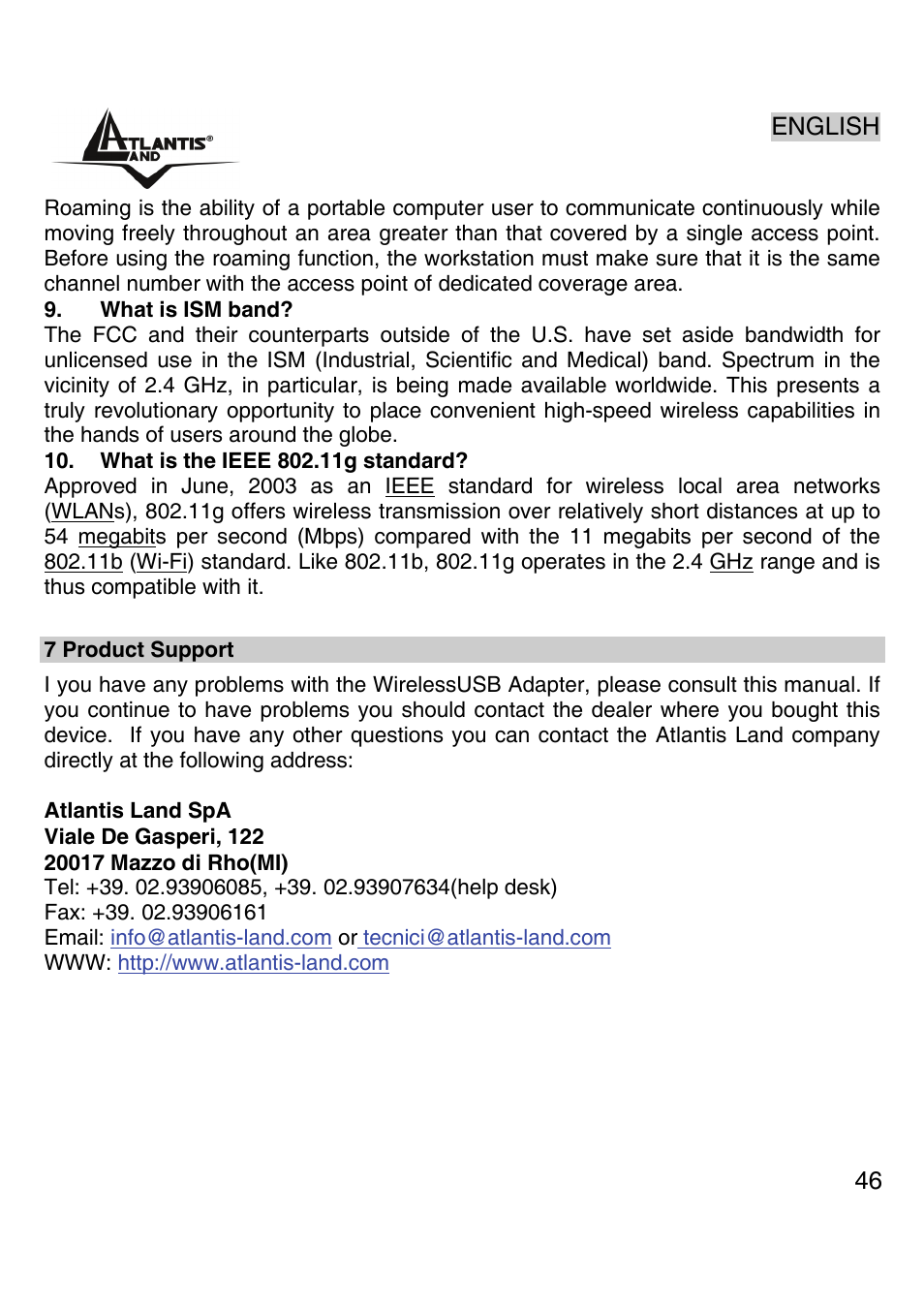 Atlantis Land Wireless 54Mbps USB Adapter 6440 A02-UP-W54 User Manual | Page 45 / 89