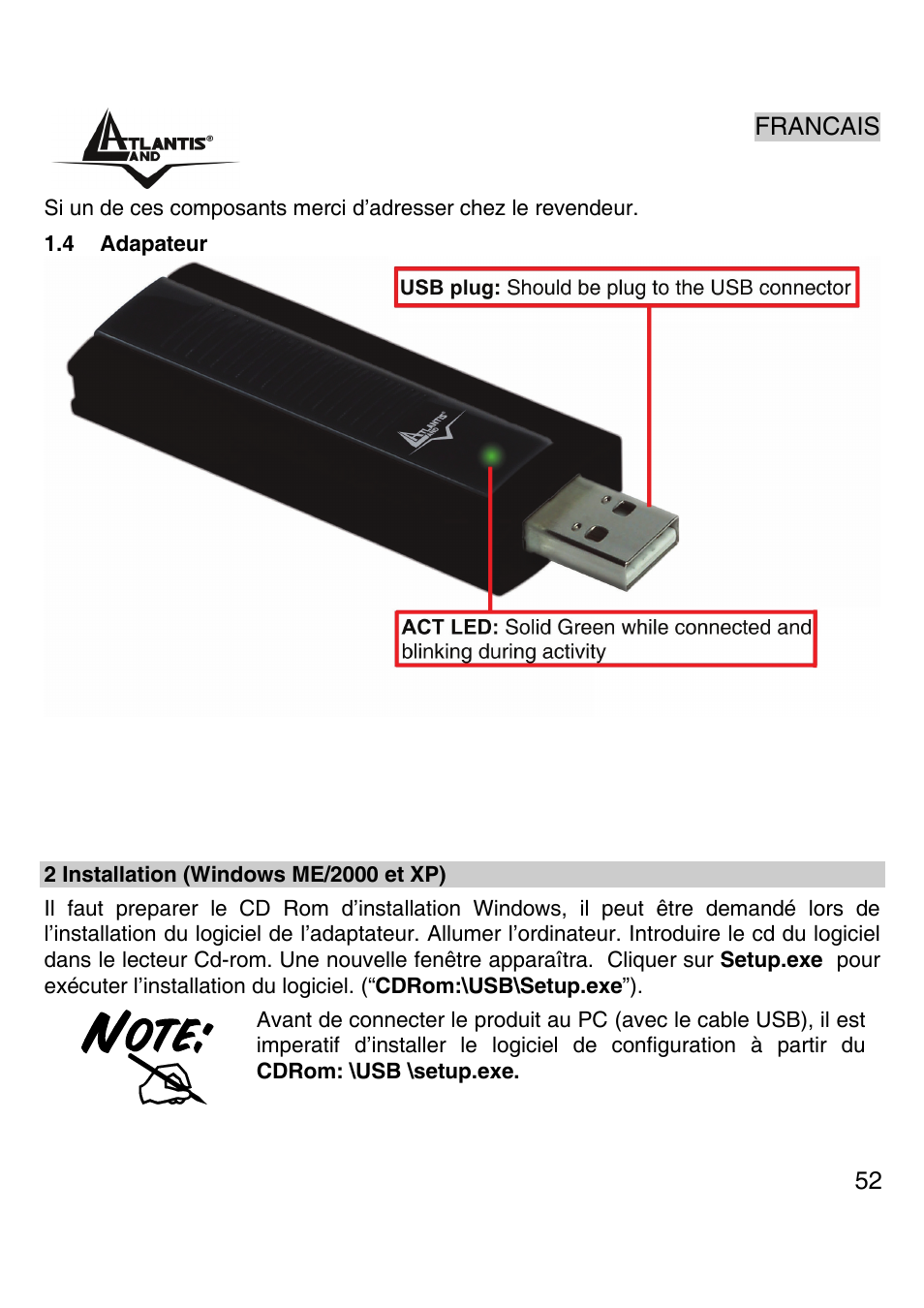 Atlantis Land Wireless 54Mbps USB Adapter 6440 A02-UP-W54 User Manual | Page 51 / 89