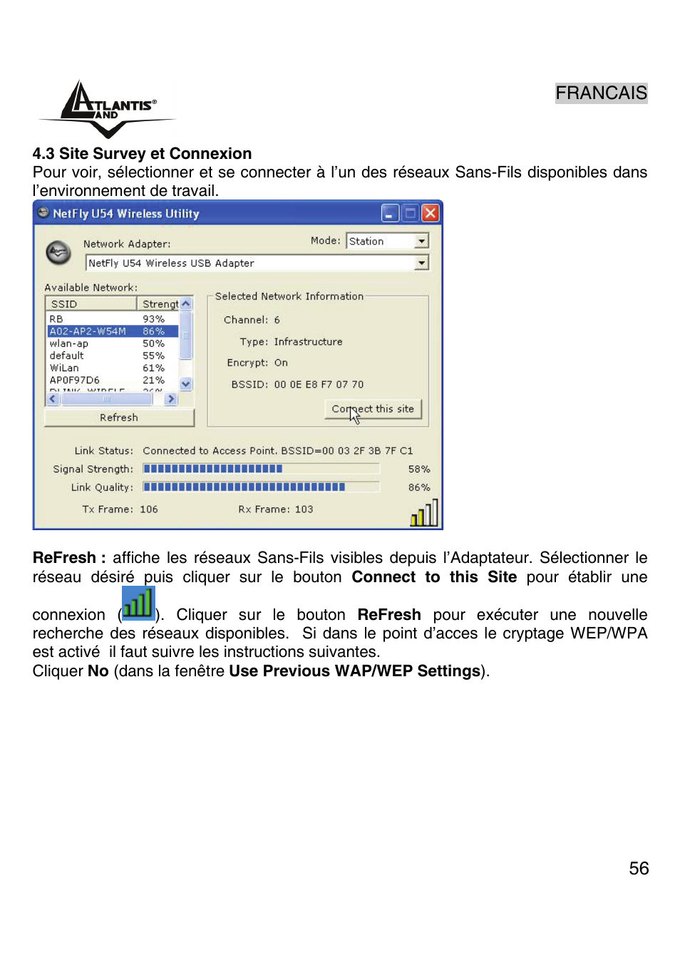 Atlantis Land Wireless 54Mbps USB Adapter 6440 A02-UP-W54 User Manual | Page 55 / 89