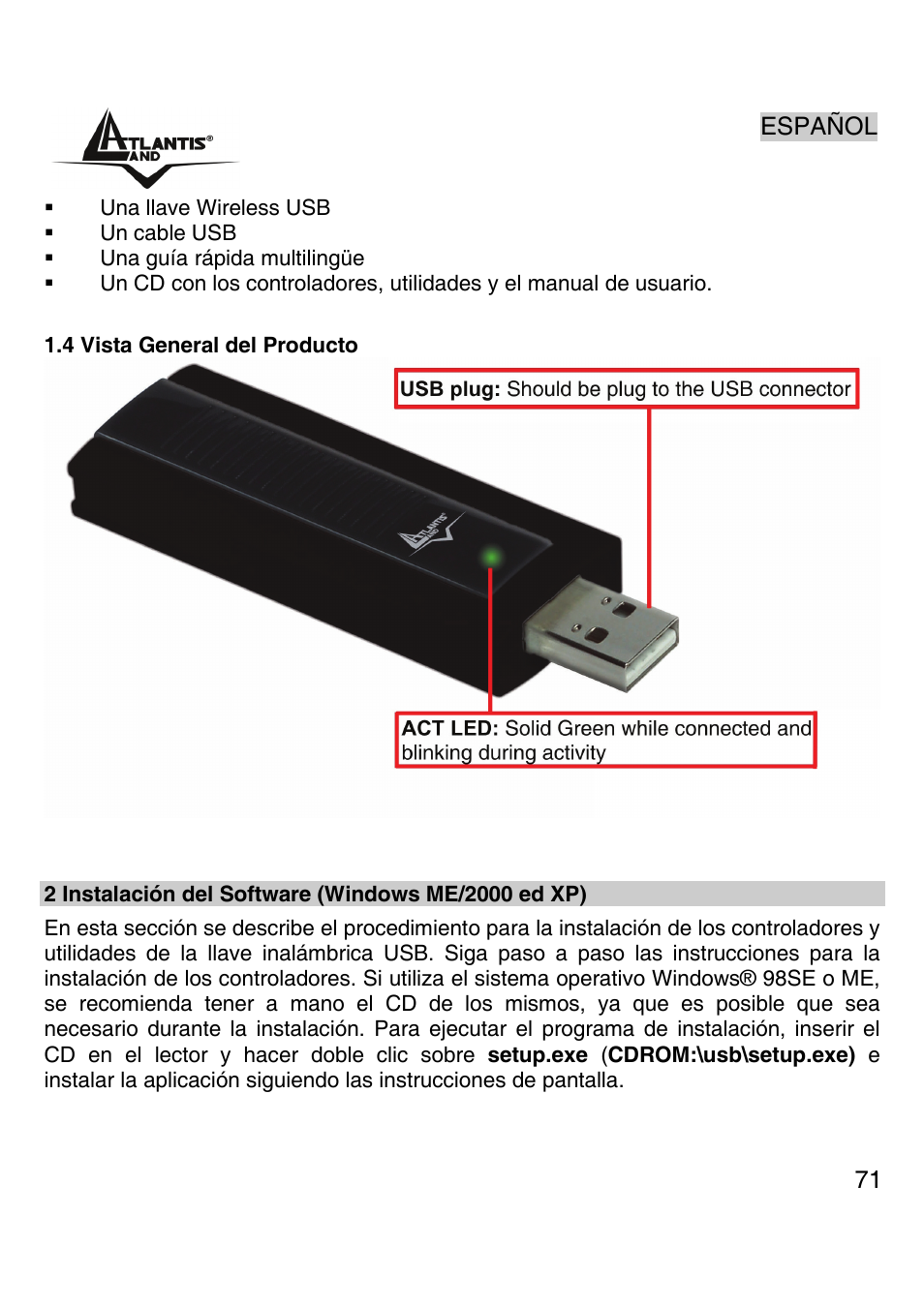 Atlantis Land Wireless 54Mbps USB Adapter 6440 A02-UP-W54 User Manual | Page 70 / 89