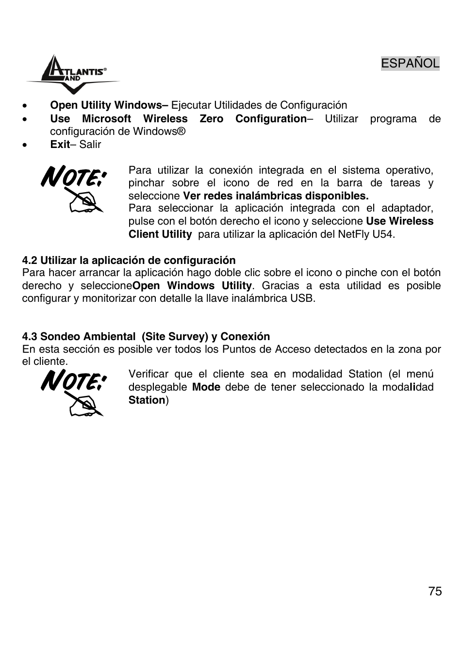 Atlantis Land Wireless 54Mbps USB Adapter 6440 A02-UP-W54 User Manual | Page 74 / 89
