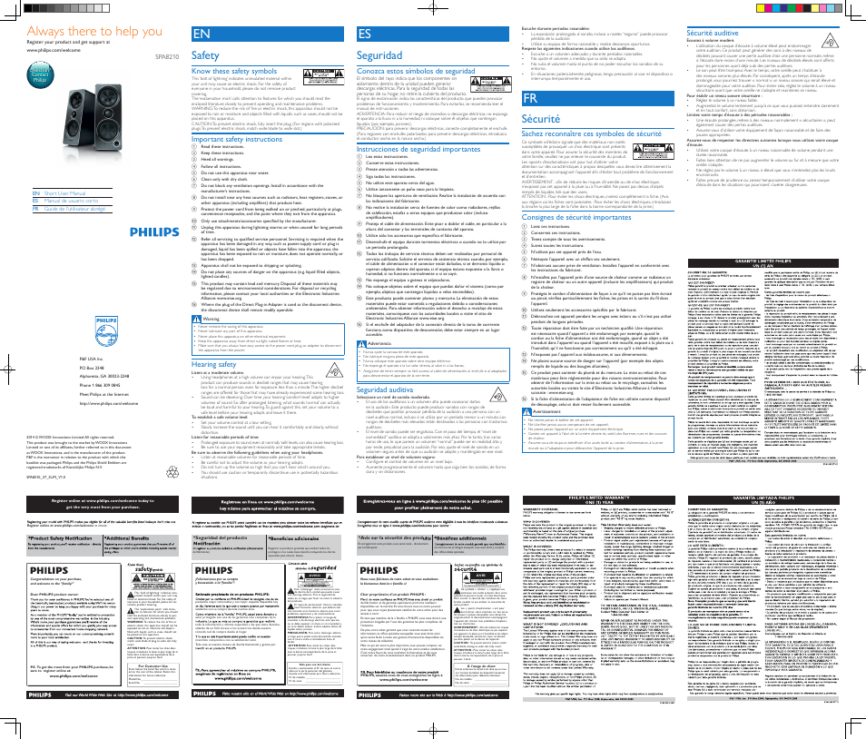 Philips SPA8210-37 User Manual | 2 pages