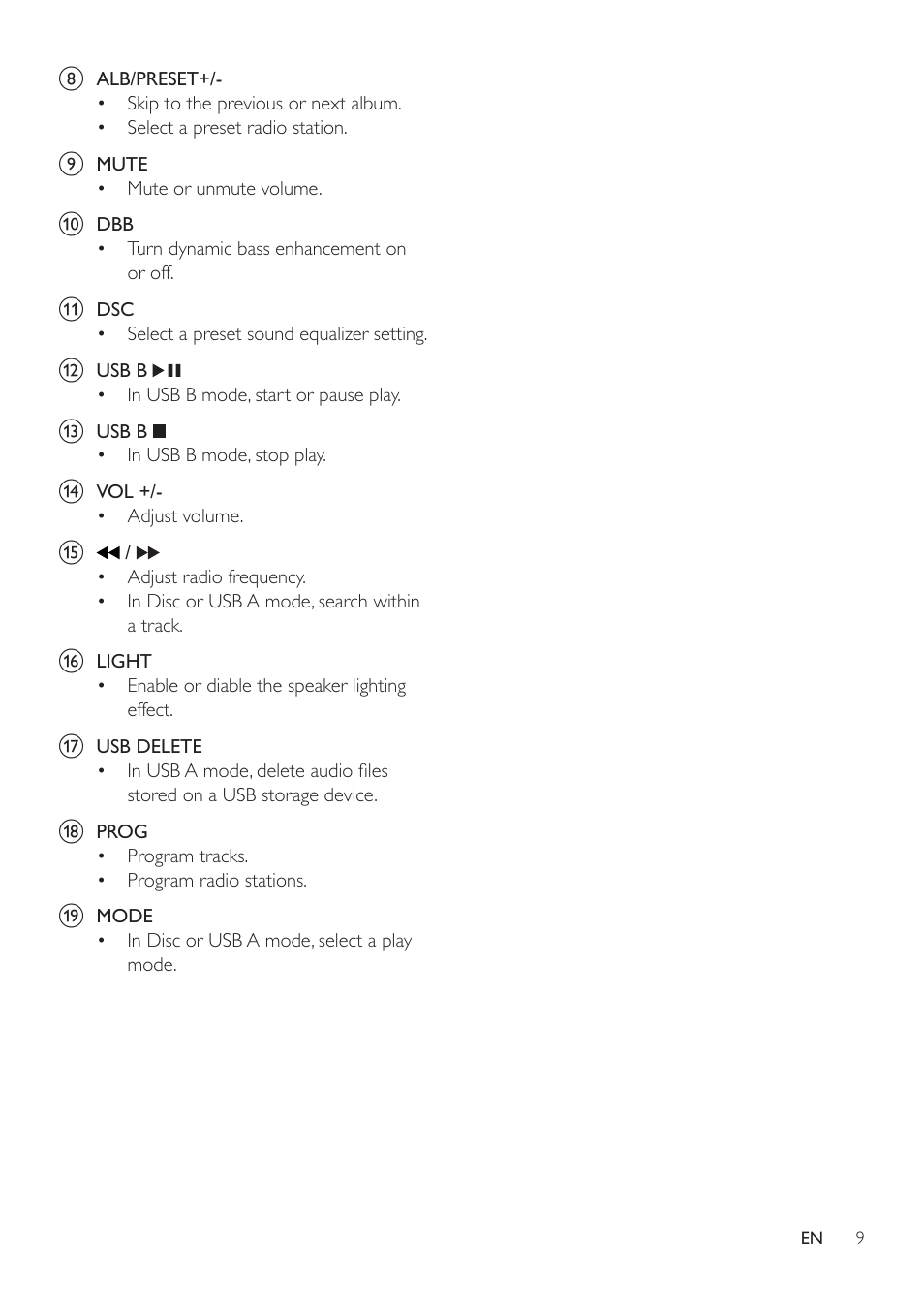 Philips Mini Hi-Fi System NTRX500 650W Bluetooth User Manual | Page 11 / 26