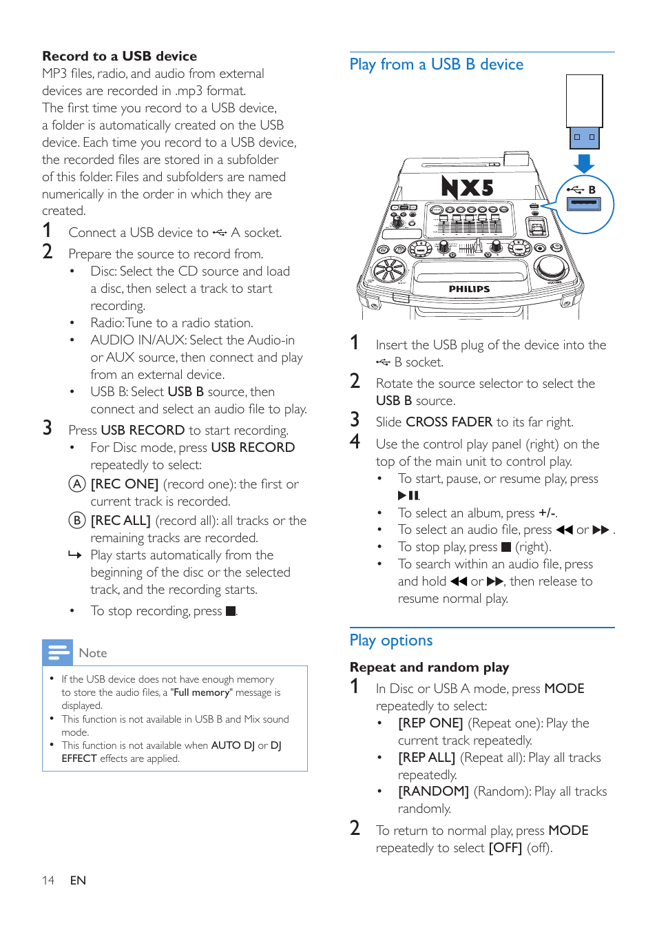 Philips Mini Hi-Fi System NTRX500 650W Bluetooth User Manual | Page 16 / 26