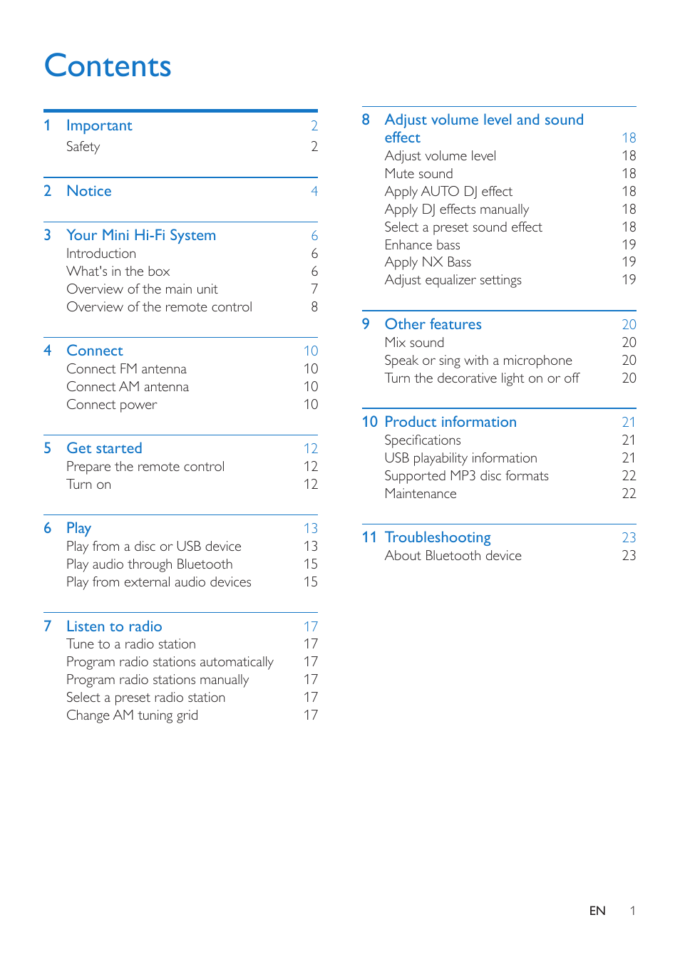 Philips Mini Hi-Fi System NTRX500 650W Bluetooth User Manual | Page 3 / 26