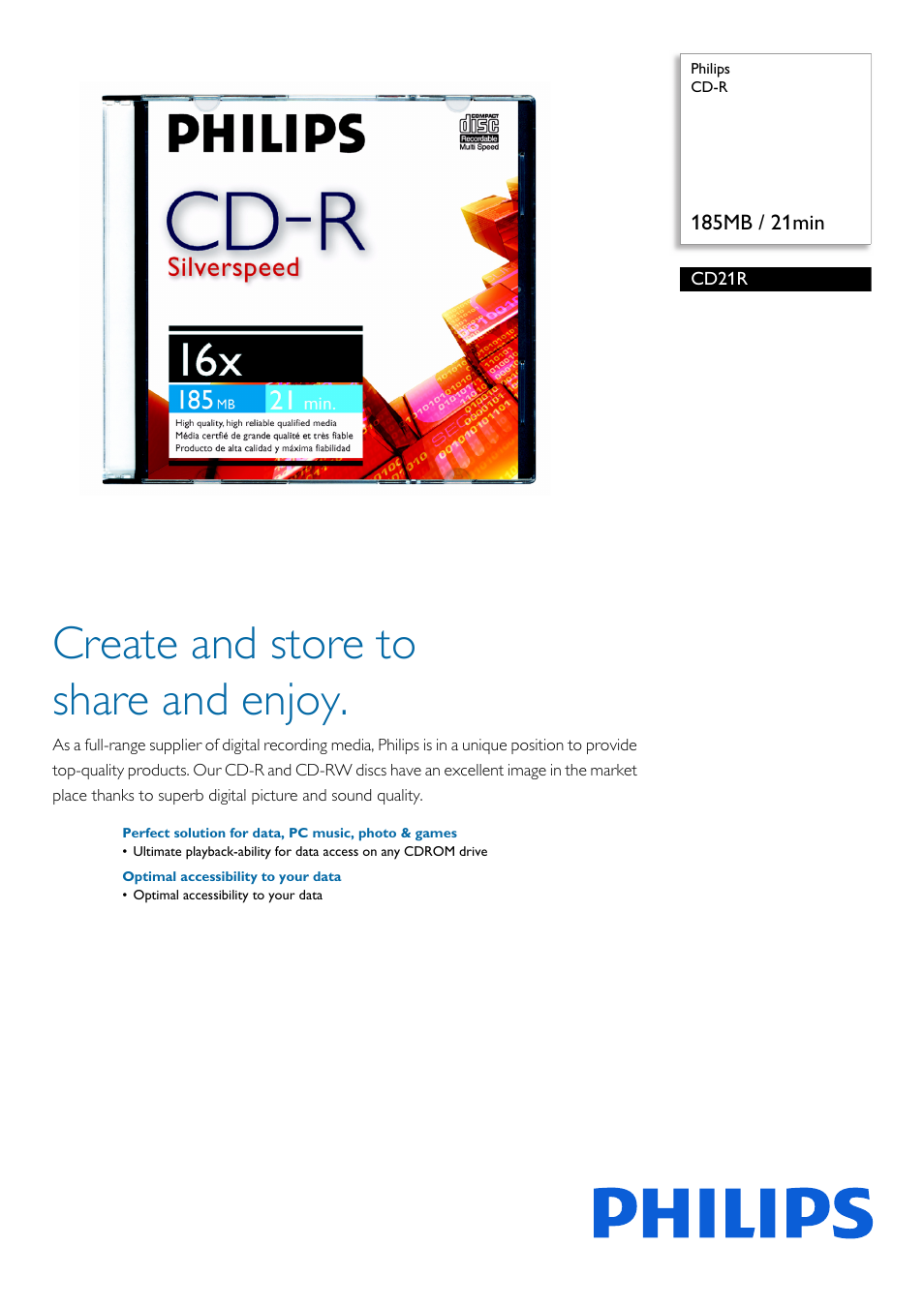 Philips CD21R-541 User Manual | 2 pages