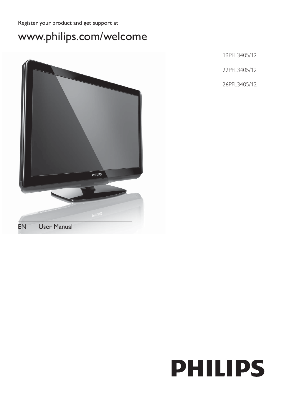 Philips LED TV 22PFL3405 56 cm 22" HD Ready with Digital Crystal Clear User Manual | 37 pages