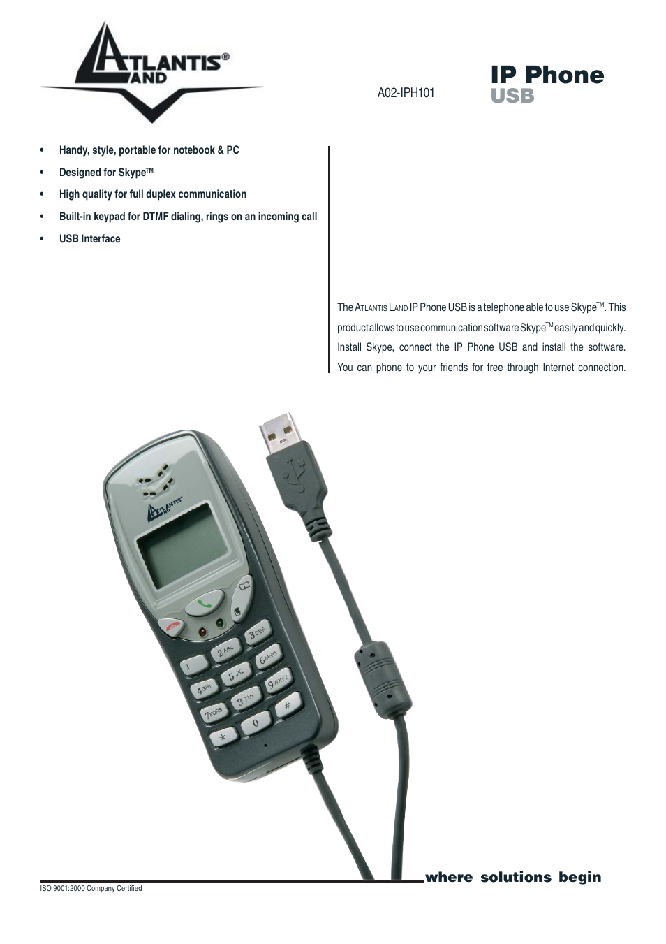 Atlantis Land A02-IPH101 User Manual | 2 pages