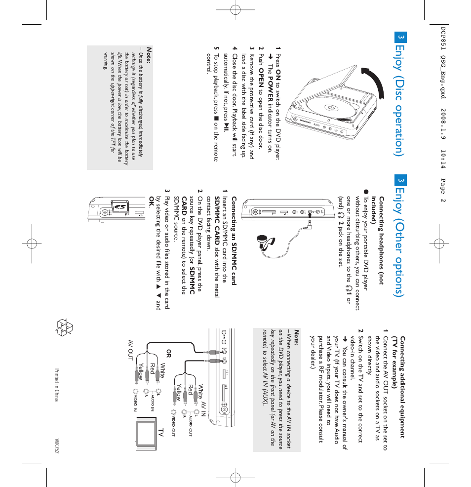 Enjo y (disc operation), Enjo y (other options) | Philips docking entertainment system User Manual | Page 2 / 2