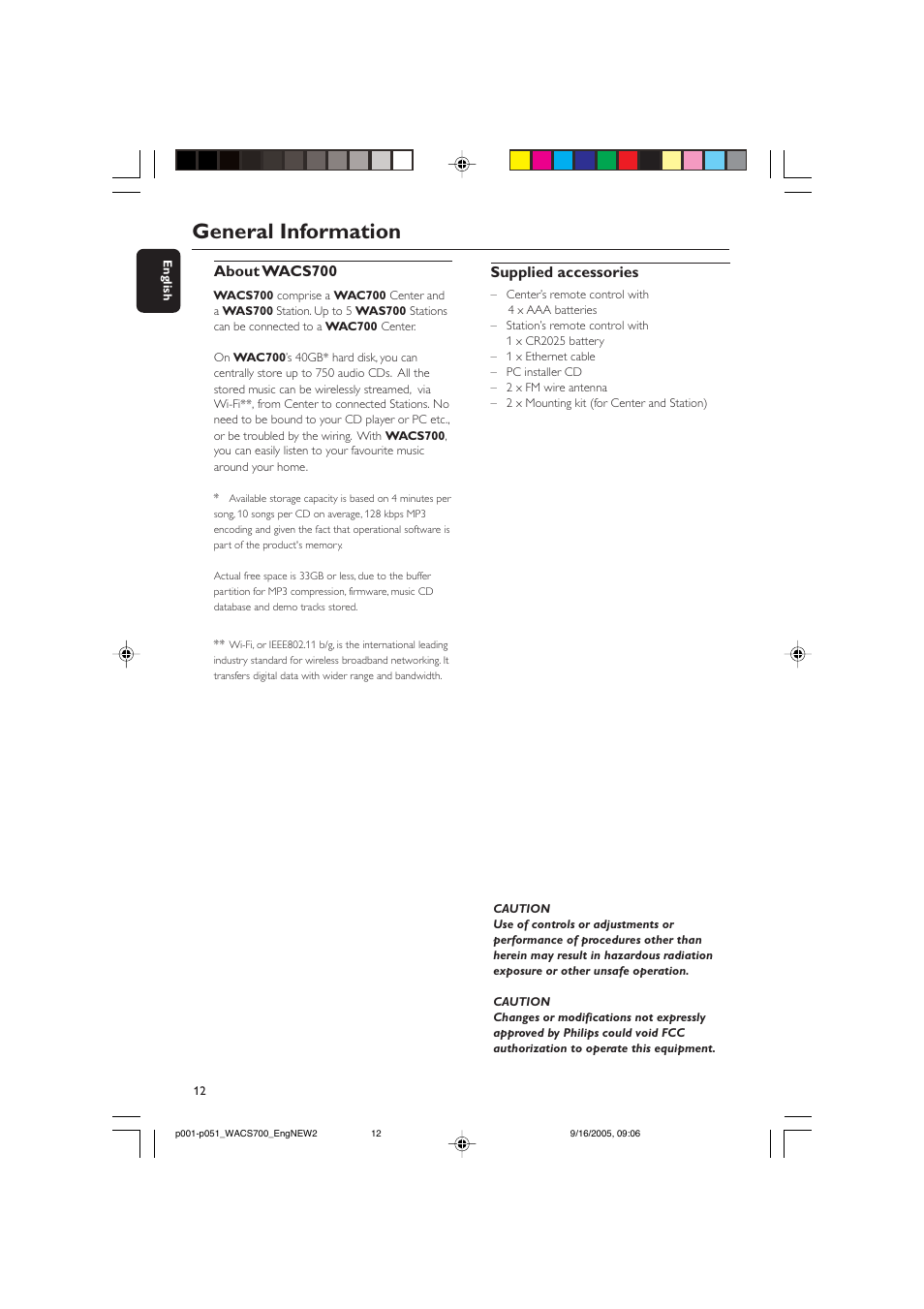 General information, About wacs700, Supplied accessories | Philips WACS700-37B User Manual | Page 12 / 51