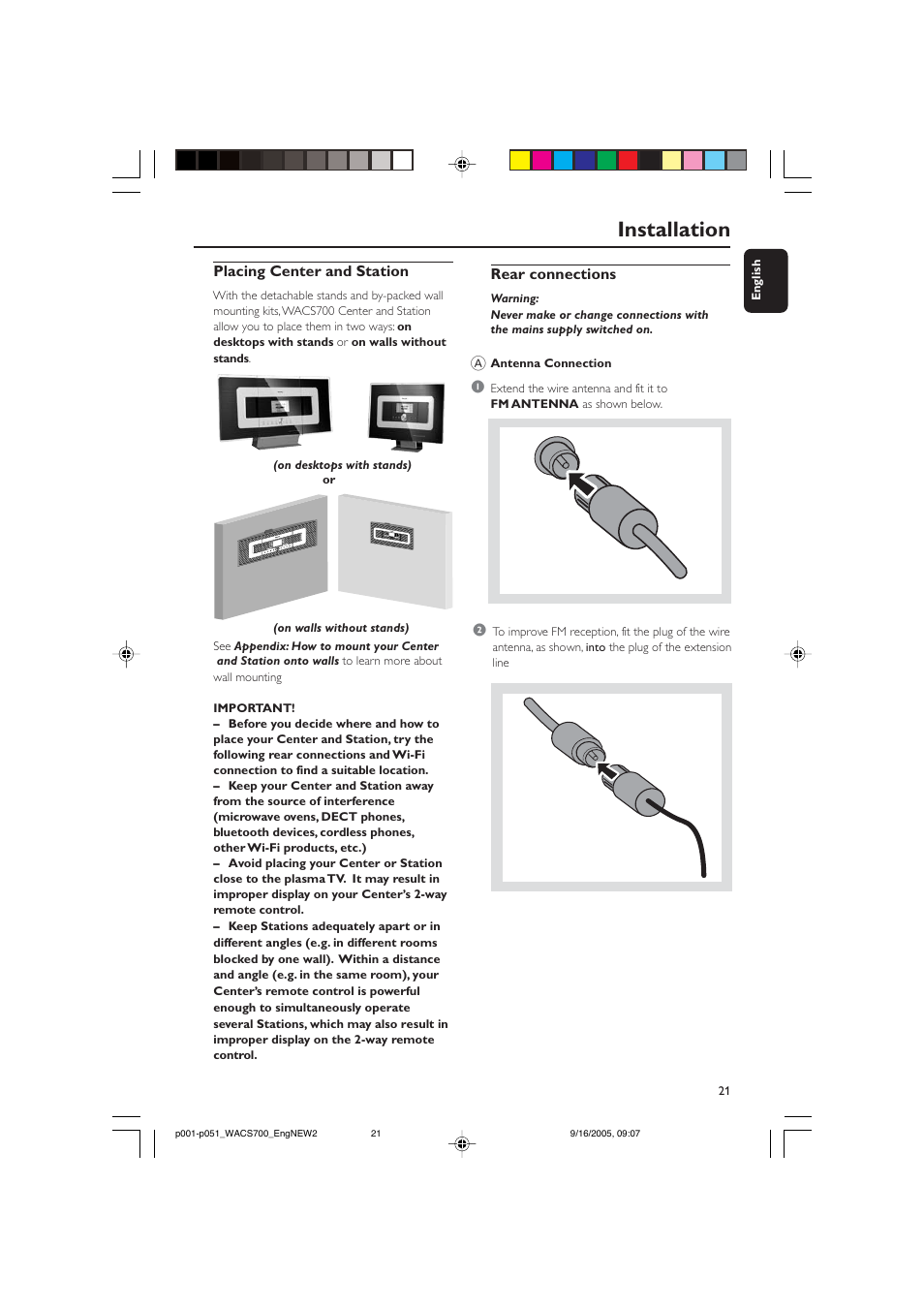 Installation | Philips WACS700-37B User Manual | Page 21 / 51