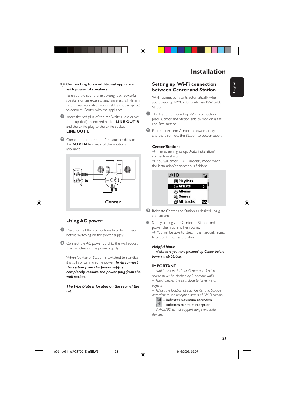 Installation | Philips WACS700-37B User Manual | Page 23 / 51